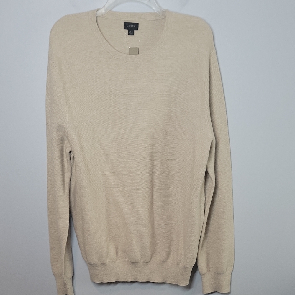 J.Crew crewneck Men's Cream All Cotton Sweater size Large